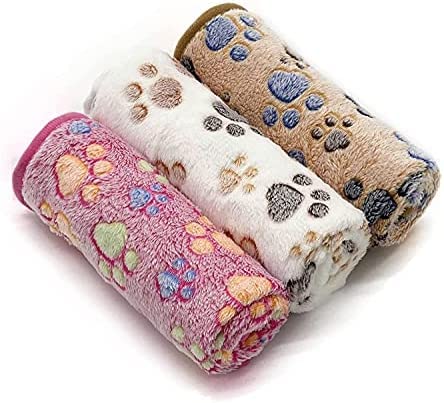 AjourAjour 3 Pieces Throw Soft Fleece Flannel Washable Warm Blankets for Animals (76-52cm)