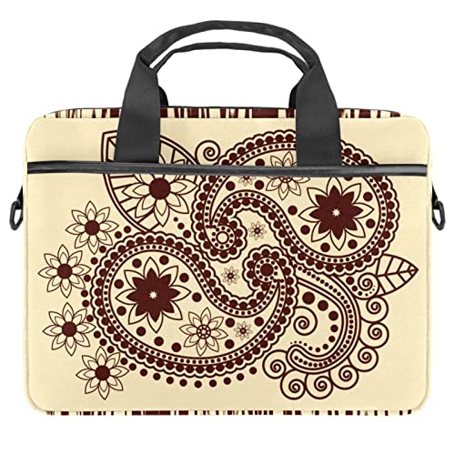 Sacoche à bandoulière pour PC portable 13 à 14.5 pouces au motif henné citron