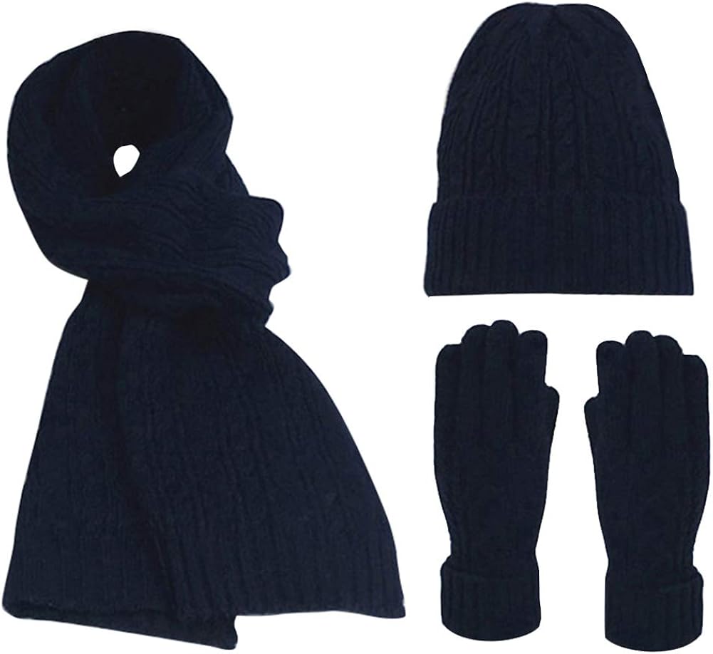 3 in 1 Women Daily Stylish Cable Knitted Hat Scarf Gloves Set Gift Box for Fall and Winter Beige at  Women’s Clothing store