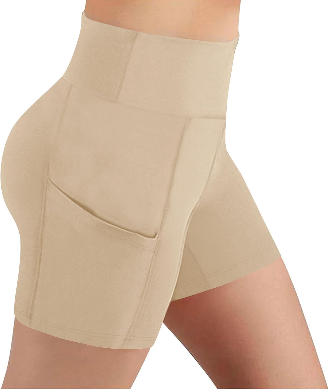 Workout Yoga Biker Shorts for Women High Waisted Tummy Control Running Shorts Comfy Hip Lifting Short Pants with Pockets