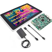 SunFounder Latest 10 Inch DIY Touch Screen All-in-One Solution for Raspberry Pi 5, IPS HD 1280x800 LCD, Built-in 5.1V/5A Output, HDMI, 10-Point, No Driver, Speakers, for RPi 5/4/3/Zero 2W