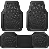 CAR PASS Heavy Duty Rubber Car Floor Mats, Waterproof Universal Trim-to-Fit Car Mats All Weather Floor Mats for SUV Truck Sedan, Premium Auto Floor Mats Full Set 3 Piece Anti-Slip, Solid Pure Black