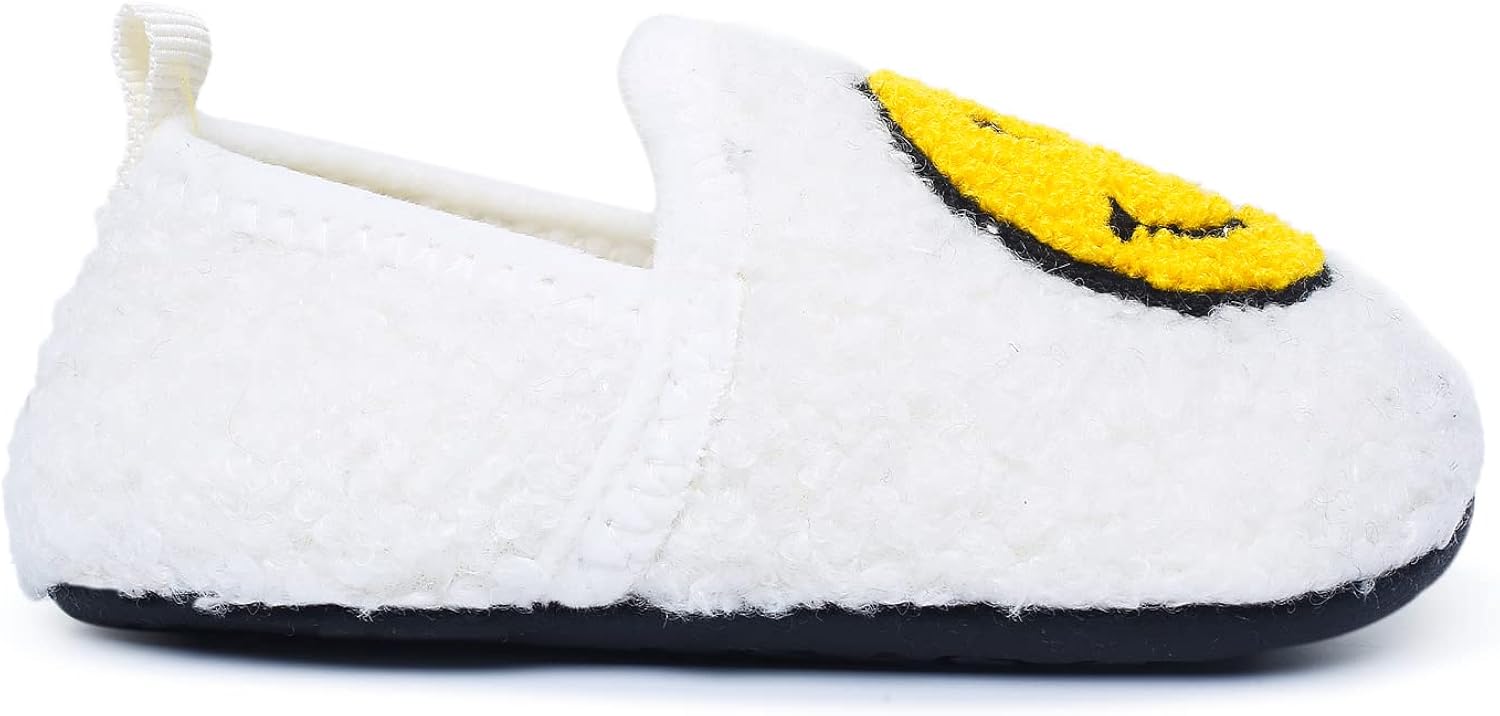 UCUHNB Baby Slippers Toddler Winter Indoor Household Smiley Face Shoes Cozy Lightweight Non-Slip Rubber Sole for Kids White 3.5-4.5infant : Clothing, Shoes & Jewelry