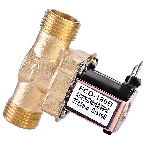 Solenoid Valve, 1/2" AC 220V Electric Water Valve Normally Closed Brass Electric Solenoid Magnetic Valve for Water Control