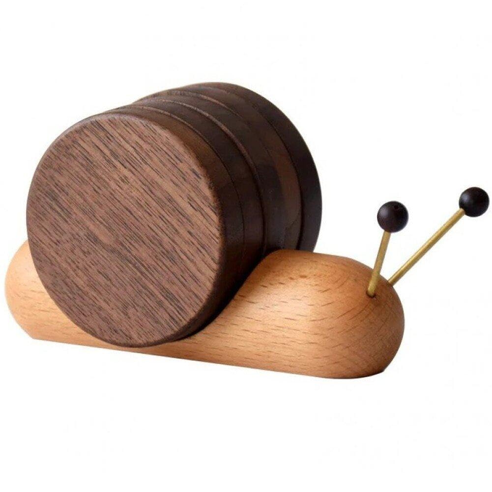 Sous-verres d'escargot en bois ensemble de coasters mignons pour boisson