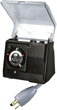 Intermatic P1131 Heavy-Duty Outdoor Plug-in Timer - 24-Hour Grounded Timer with 2 On/Off Settings, Weatherproof Flip-Open Cover - Ideal for Pumps, Landscaping, and Holiday Lighting
