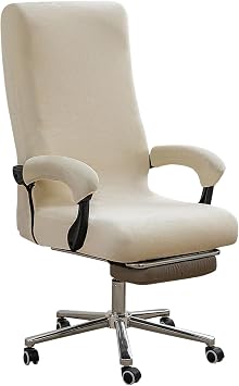 Office Chair Cover with Armrest Covers, High Resilience Velvet Fabric, Universal Fit 22-25 inch Back Apricot Color