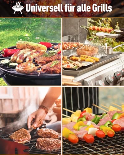 Grillbürste, Grill Reinigungsbürste Edelstahl Schaber, 31.5CM Extra Langer und Wärmedämmung Griff, Grillbürste für gussrost, Grill zubehör für Gasgrill, Holzkohlegrill, Elektrogril,Grillrost