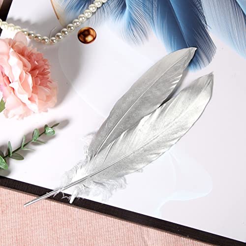 Tharaht 60Pcs Silver Goose Feathers Natural Bulk 6-8 Inch 15-20Cm For Crafts Diy Cosplay Wedding Party Halloween Decoration Goose Nagoire Feathers #TOP6