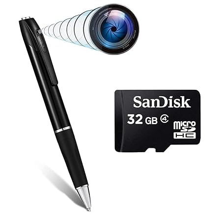 Machsmart X1 High Definition Pen Spy Camera HD 1080p with Free 32 GB Micro SD Card + C Type OTG & Card Reader Hidden Spy Camera for Home, Office Black