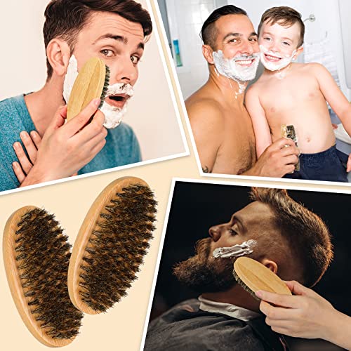 10 Sets Beard Brush And Comb Set Beard Grooming Kit For Men Beard Care Natural Boar Bristle Brush Pear Wood Beard Comb Dual Sided Wide Tooth Comb With Travel Pouch For Grooming Beards (Oval) #TOP5