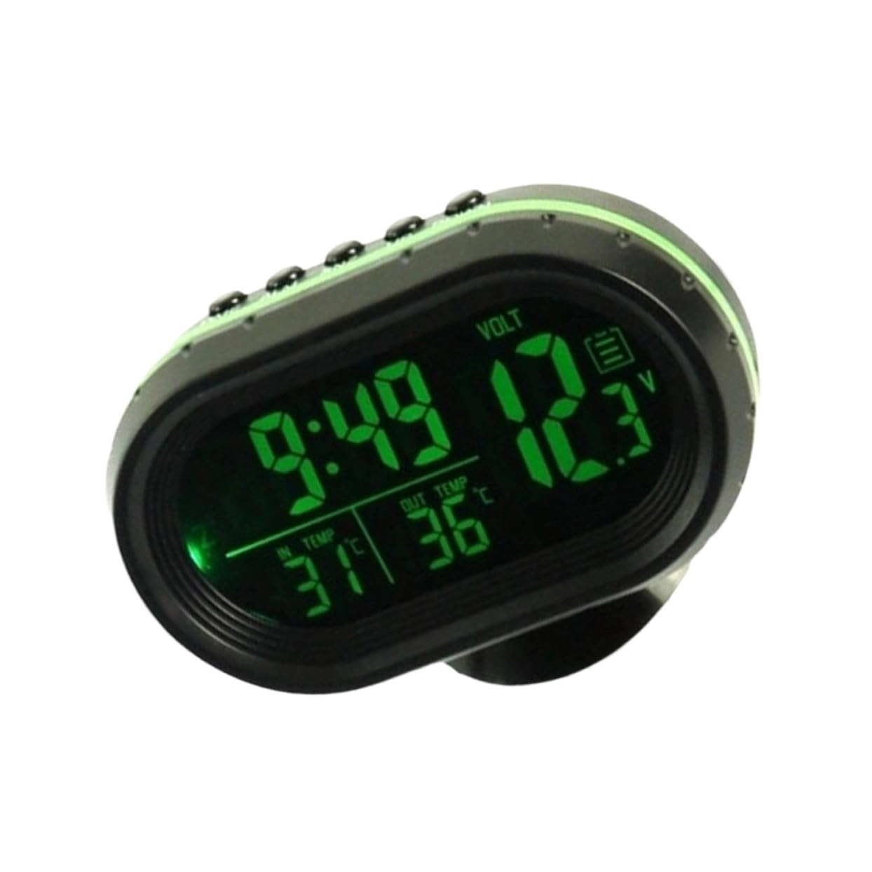Gatuida 3piezas Reloj Digital De Salpicadero Para Coche Con Calendario y Soporte Verde Fácil Instalación Alta Definición Diseño Con Patas Retráctiles Adhesivo Incluido