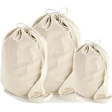 3 Pack Set of 3- Cotton Canvas Laundry Bags Large Canvas