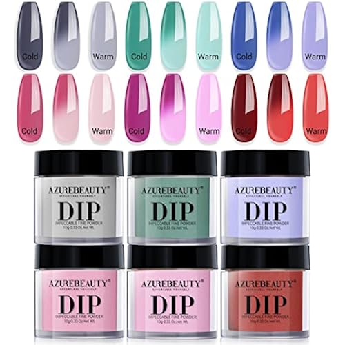 AZUREBEAUTY Color Changing Dip Powder Nail Set 6 Colors