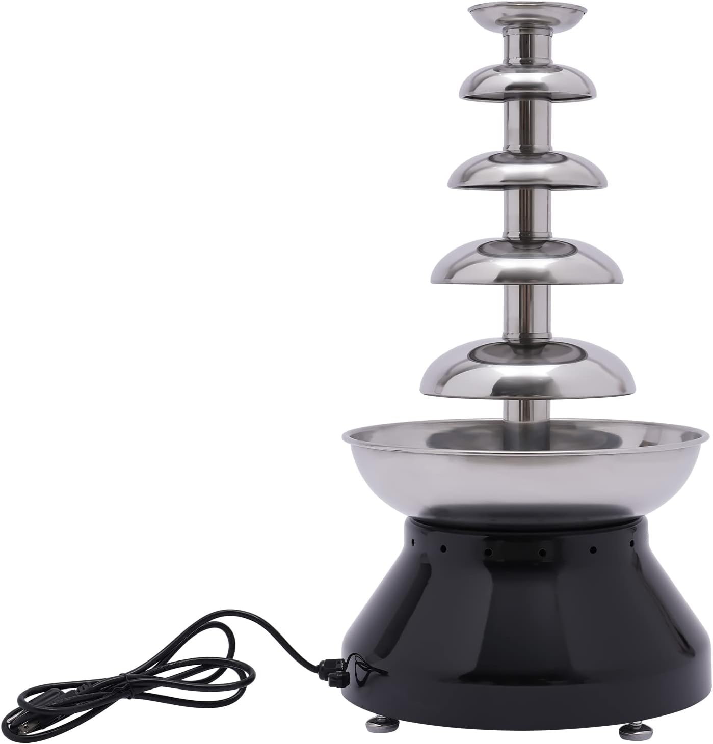 Chocolate Fountain, 230W 3000ml Commercial Hot Chocolate Fondue Tower, 5 Tier Stainless Steel Chocolate Melting Heating Machine for Nacho Cheese Liqueurs Party Wedding 86-230 °F (Black)