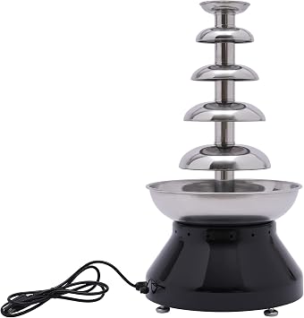 Commercial Chocolate Fountain, 5 Tier 7 lb Capacity Large Commercial Hot Chocolate Fondue Tower Stainless Steel Chocolate Melting Heating Machine for Nacho Cheese Liqueurs Party Wedding (Black)
