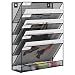 EasyPAG Mesh Wall File Holder 5 Tier Vertical Mount / Hanging Organizer with Bottom Flat Tray ,Black