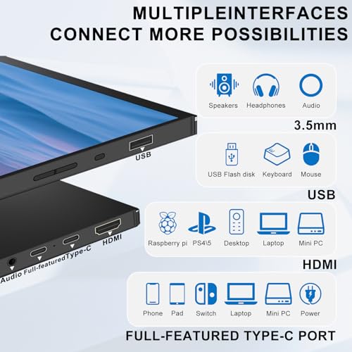 IBW 10.5" 500 Nits 2000:1 FHD 1280P IPS Monitor, Ultra-Slim USB-C HDMI HDR Portable Monitor w/Kickstand & Dual Speaker, Gaming Travel Monitor for Laptop PC (15.6 inch 1080P) by IBW - Image 8