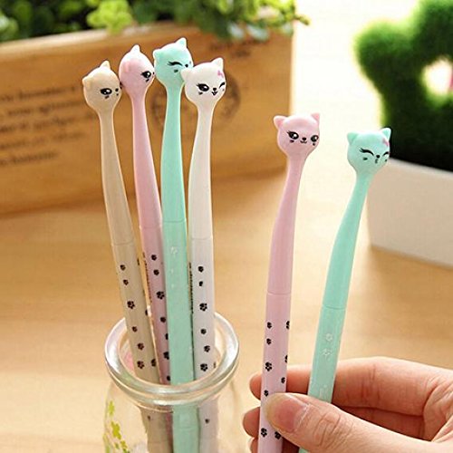 4 bolígrafos gel negro 0.5 mm forma gato kawaii miniatura 3