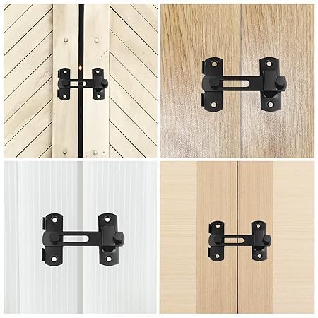 SKDBPM Heavy-Duty Sliding Door Lock, Black Stainless Steel Clamshell Latch, Indoor Outdoor Barn Gate Security Hardware(Pack of 1) 2