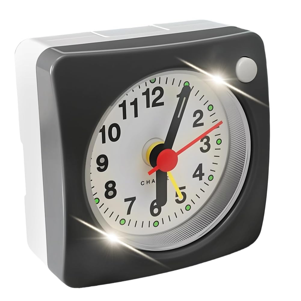 IJSDNVJNDX Portable Mini Clock Clock for Travel, Silent Bedside Clock with Snooze Nightlight, for Heavy Sleepers