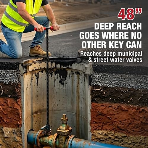 Image of HOMESTEAD 48-Inch Water Meter Key with wide T handle, Comfortable Grip and U-shaped Head