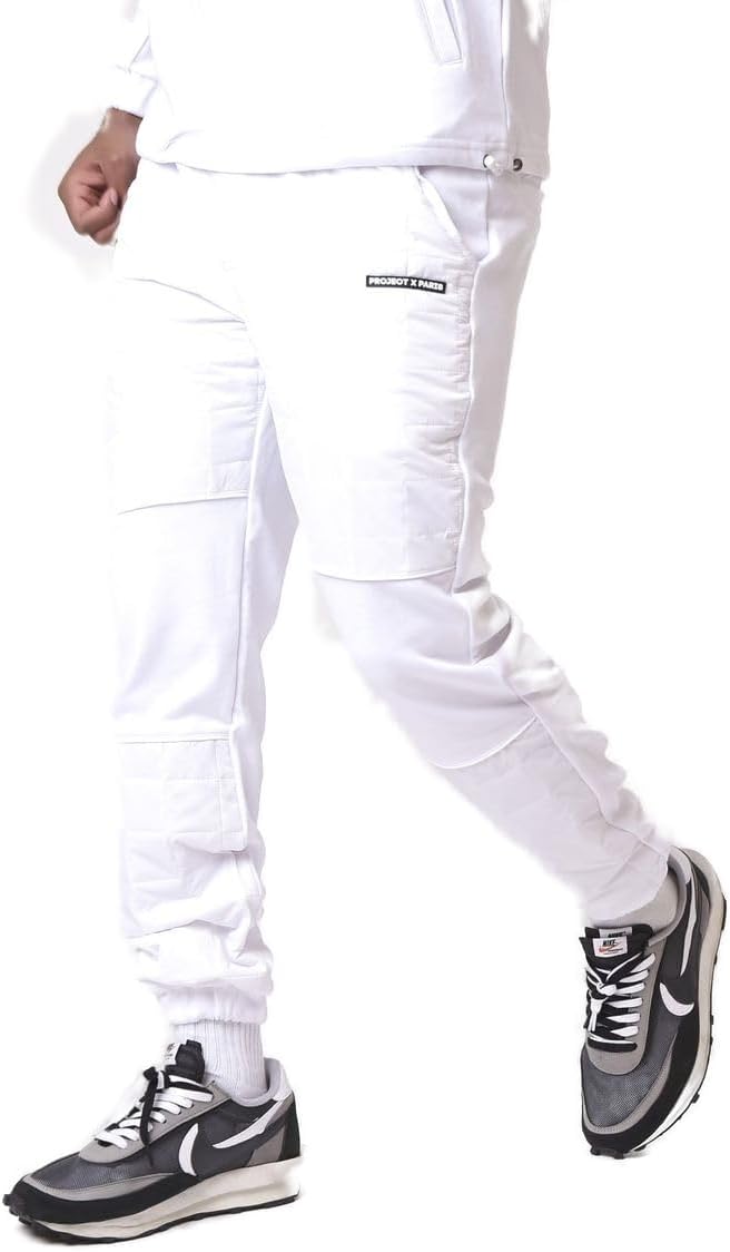 Project X Paris Jogging Bottoms Colour: White 88% Cotton, 12% Polyester, for Men, Perfect for Leisure & Comfort, with Size M