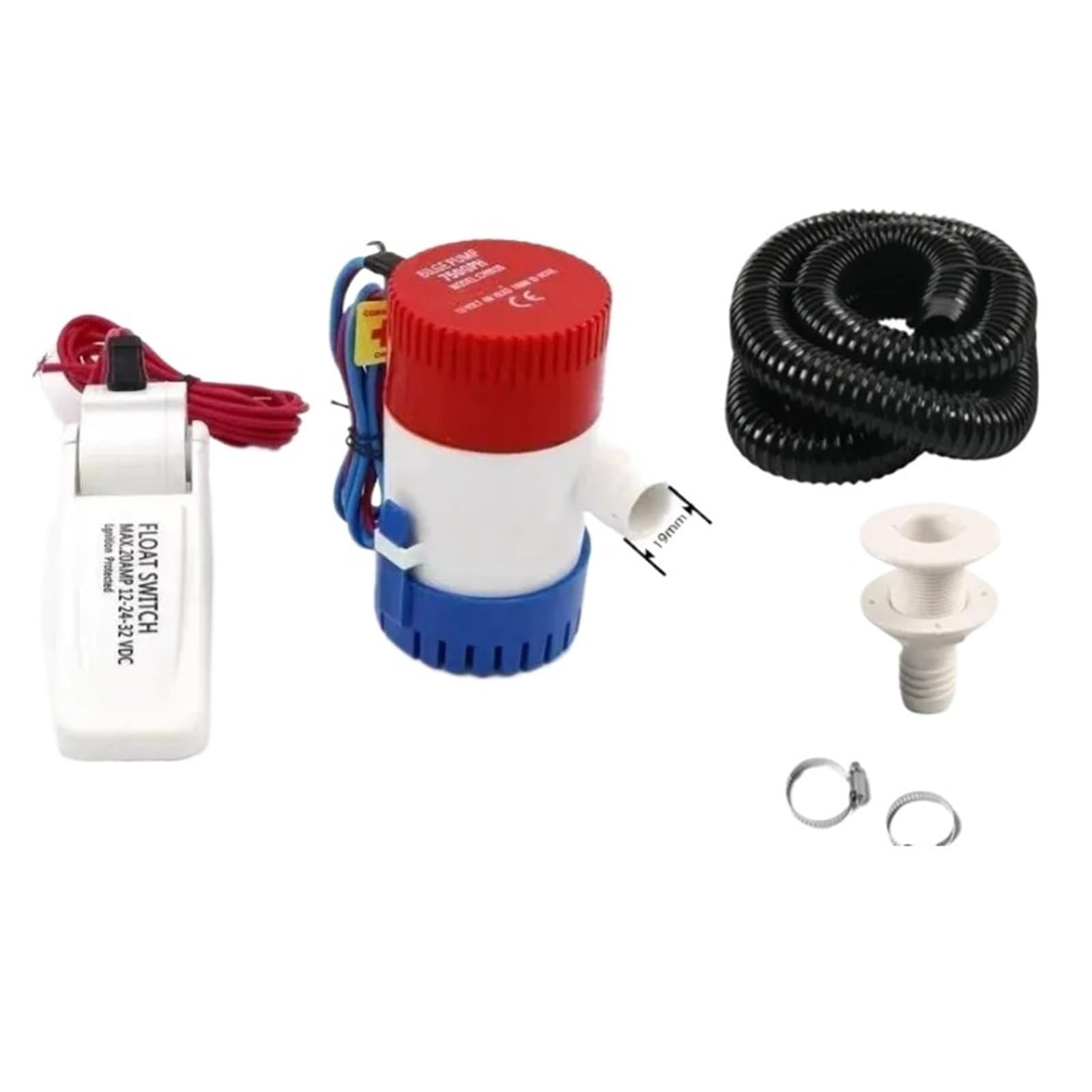 Pompe de cale 12V 24V et kit de vidange complet pour bateaux et camping-cars