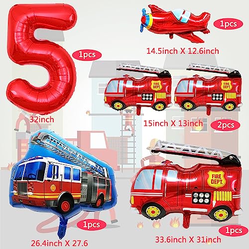 Image of Fire Truck Balloons Set for Kids,Party Decorations Kits 5 Year Olds Fire Truck Theme Birthday Party Supplies for Rescue Themed Decoration Firefighter Birthday Party Supplies