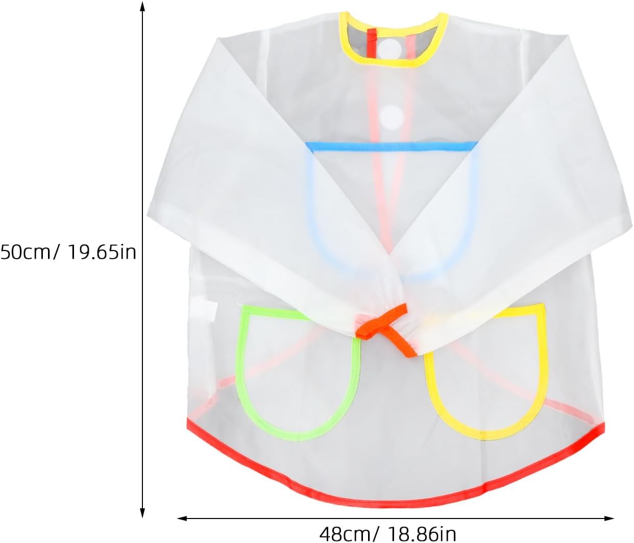 Long-Sleeved Waterproof Boys and Painting Apron 3 Large Pockets and Hook Fastener Back Closure PVC Art Smock for Boys and