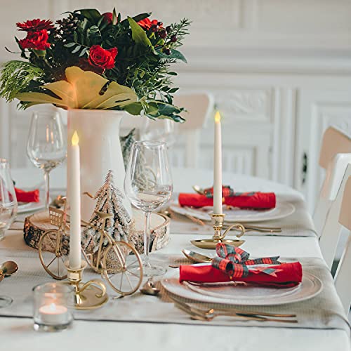 Brass Candle Stick Holder - Colonial Chamberstick Shape With Handle, Brass Plated Metal, Fits Standard Tapered, Old Fashioned Home, Window & Mantle Display, Thanksgiving/Christmas #TOP6