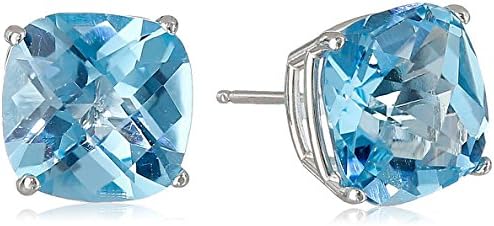 14k White Gold Cushion-Cut Checkerboard Earrings