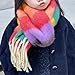 Shinycome Rainbow Fringe Scarf Cosy Fashionable Long Muffler Winter Neck Warmer for Unisex Designing Neckwear Childr
