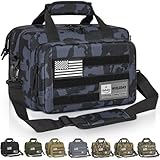 WELIDAY Tactical Gun Range Bag, Pistol Carrying Bag for 2 Handguns and Ammo, Firearm Shooting Case with 6 Magazine Slots and Lockable Zipper for Shooting Range & Outdoor Hunting