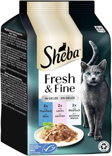 SHEBA Portionsbeutel Katzennassfutter Multipack Fresh & Fine in Gelee mit Thunfisch und Lachs MSC… – Ansicht 2