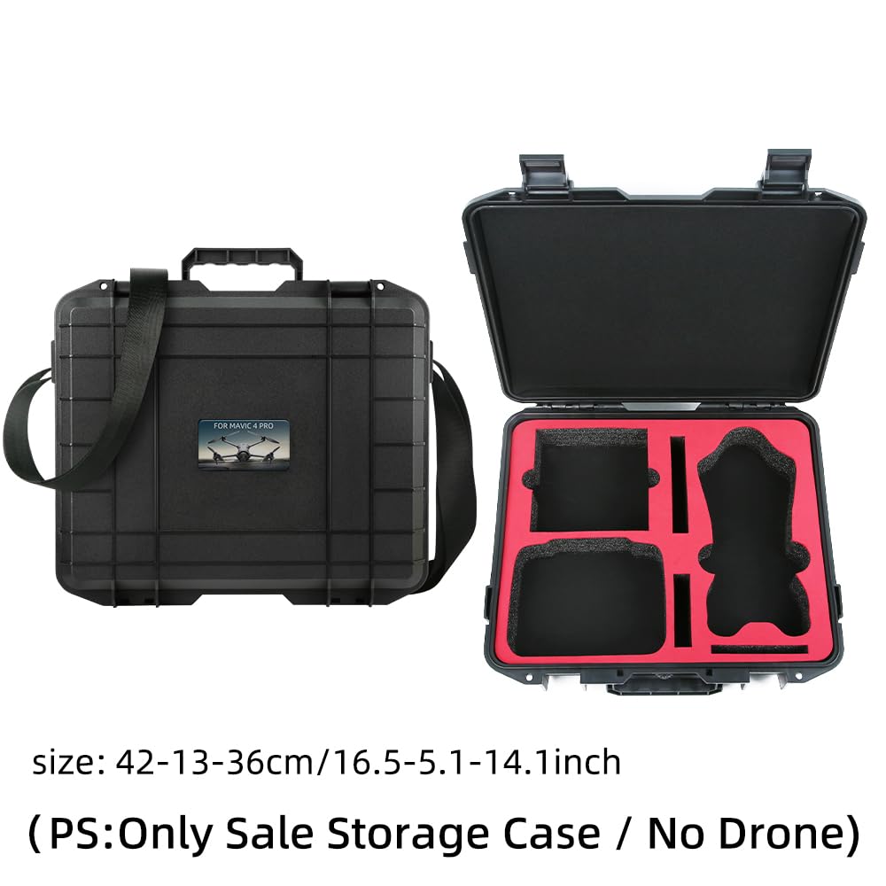 Twardy futerał do DJI Mavic 4 Pro – wytrzymała ochrona akcesoriów do dronów, wodoodporne, odporne na wstrząsy, do podróży, wędrówek i użytku na świeżym powietrzu, Czarny, Pasek do noszenia w środku
