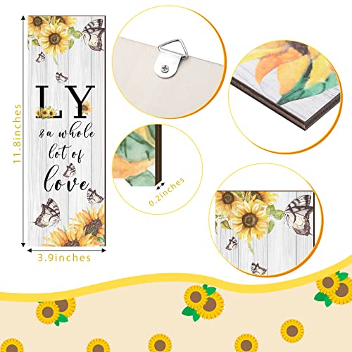 Yookeer 3 Pcs Sunflower Inspirational Kitchen Wall Decor Sunflower Butterfly Gift Wall Decor Family Rustic Wood Sign Hanging Plaque Decor for Living Room Home Office Bedroom (White)