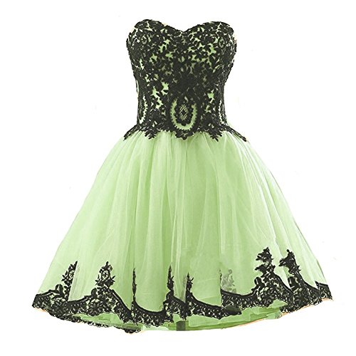 Vintage Black Lace Gothic Short Tulle Prom Homecoming Party Dress Plus Size Sage Green US18W