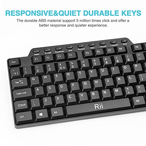 Image of Wired Keyboard and Mouse,Rii RK203 Full Size Slim Business Keyboards and Mouse Wired for Computer,Laptop,PC,Notebook,Windows Home Office