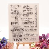 MESYGK Thank You Believe Holiday Season Joy Best Wishes Small Blessings Clear Stamps Transparent Silicone Stamp Album Cards Rubber Stamp for Card Making Decoration and DIY Scrapbooking