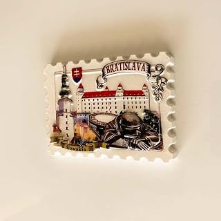 Bratislava Slovakia Tourist Souvenir Magnet, Decorative Castle Design, 3D Postage Stamp Style