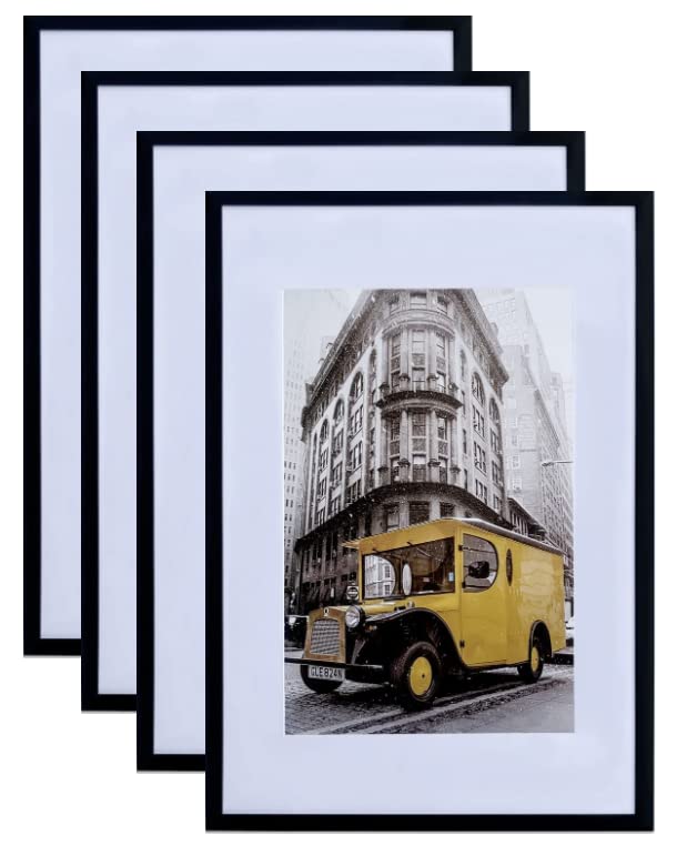 art emotion black 18x24 picture frame display 16x20 pictures with mat or 18x24 without mat, horizontal and vertical for wall- 4 packs.