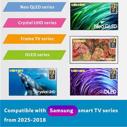B Brainice Replacement Compatible with Samsung Frame TV Remote, 2018-2025 Samsung TV Remote, Voice, Crystal, QLED, NEO, 4K, 8K, One Year Warranty (No Solar). 1 Year Warranty - 1