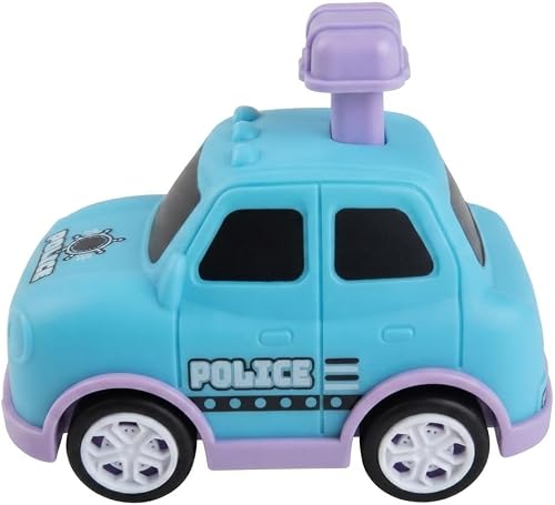 Press & Go Police Toy Car, Inertial Friction Powered Vehicle-Pastel Colours | Inertial Friction Powered, Ages 3 and Up, Assorted Colours, Roof Accessory Detail, Kids Play car