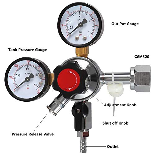 LUCKEG CO2 Regulator CGA320 Home Brewing Regulator Kit Beer Regulator Co2 Pressure Regulator with Safety Pressure Relief Valve for CO2 Tank keg kegging by LUCKEG - Used condition - Image 2