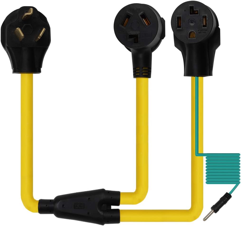 Nema 10-30P Dryer Splitter Adapter Cable, 2-in-1 Nema 10-30P 30-AMP Male Plug to 10-30R Female and 14-30R Female,3-Prong Dyer Y Split Adapter Cable 1.0Meter