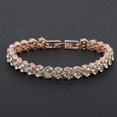 Clearance Sale!Funic New Fashion Roman Style Womans Crystal Diamond Bracelets Gifts (Rose Gold) - Thumbnail 2