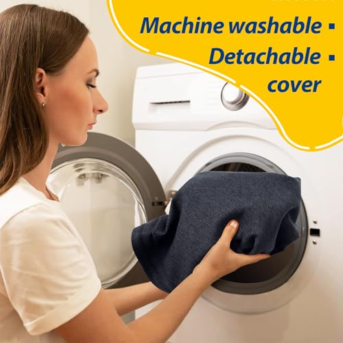 Image of AAAAAcessories D-Shaped Chair Cushions, 2 inch Thick Dining Chair Pads with Ties and Removable, Machine-Washable Cover, 17 inch x 16 inch, Set of 2, Charcoal Gray