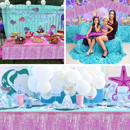 Image of BEISHIDA 3 Packs Metallic Foil Fringe Garland Shining Purple Wall Hanging Tinsel Fringe Banners for Car Floats Bridal Shower Wedding Birthday Easter Graduation Holiday Party Decoration(30 Feet)