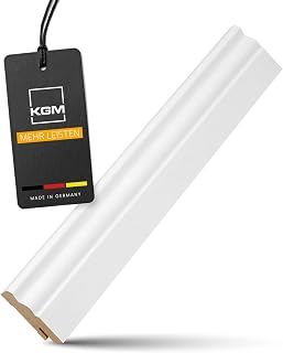 KGM Hamburger Sockelleiste ECO MDF - Weiß, 2200 x 19 x 60 mm, 1 Stück | Fußleiste, MDF-Träger foliert RAL9016, für Vinyl, Laminat & Parkett, mit Kabelkanal, Clip-Montage, PEFC-zertifiziert